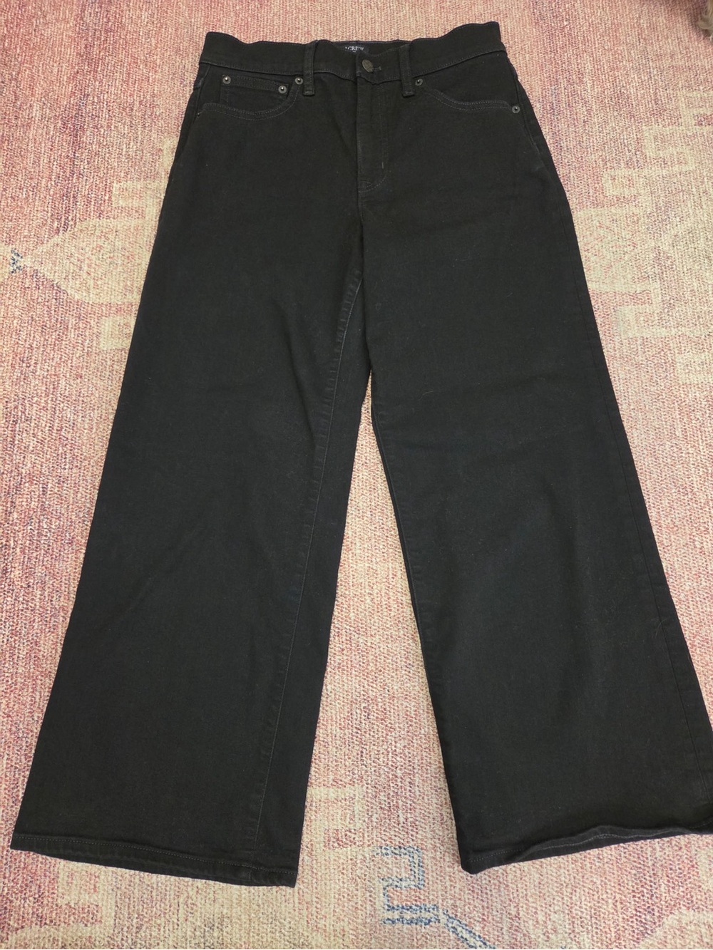 J crew high rise wide leg crop jet black jeans size 27 like new